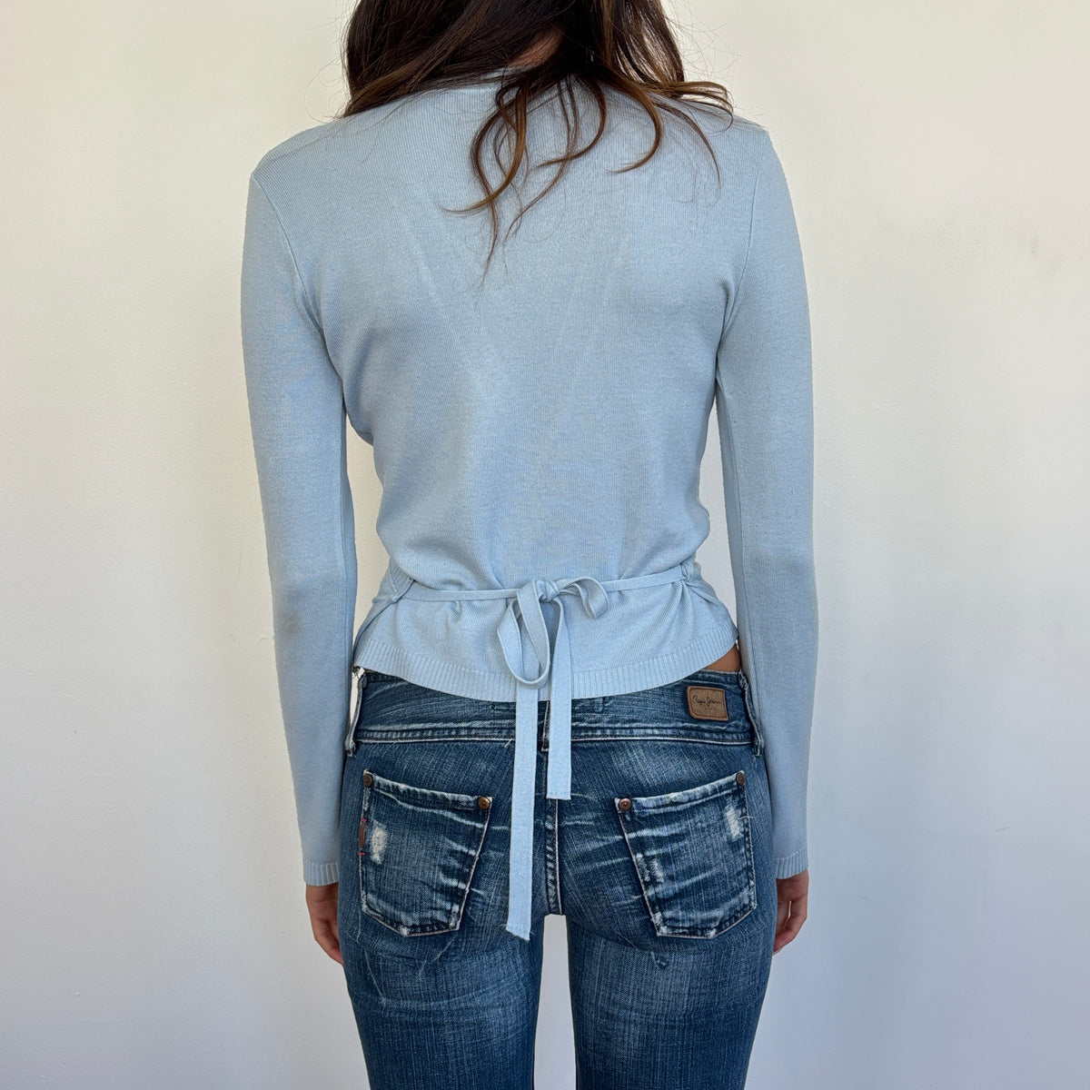 Italian baby blue wrap knit - S