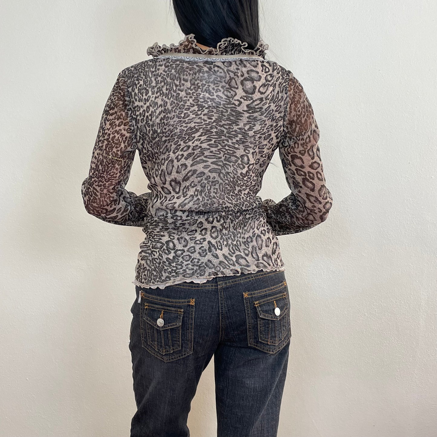 Sparkly leopard longsleeve - M/L