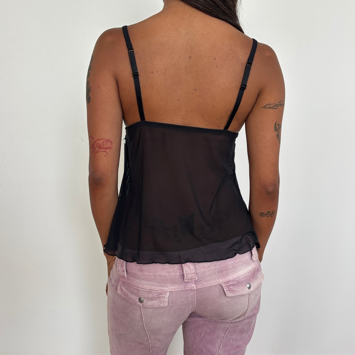 Italian black satin cami - XS/S