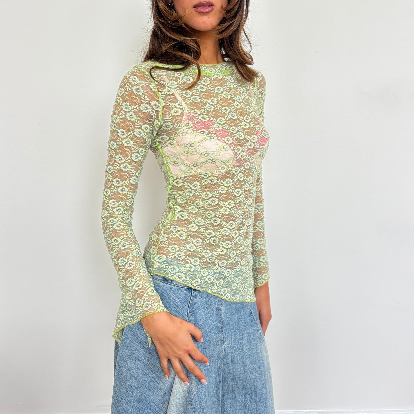 Italian asymmetric mesh top - S