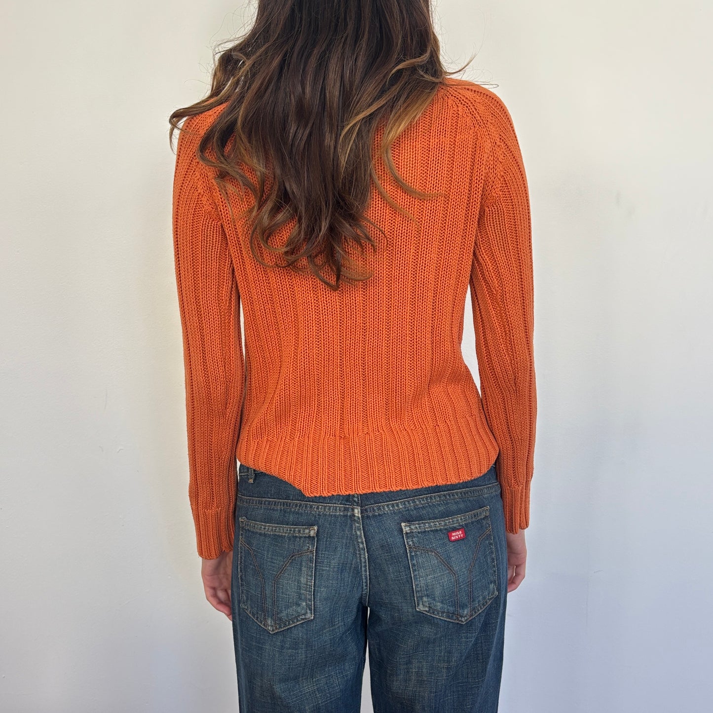 Orange knit jumper - S