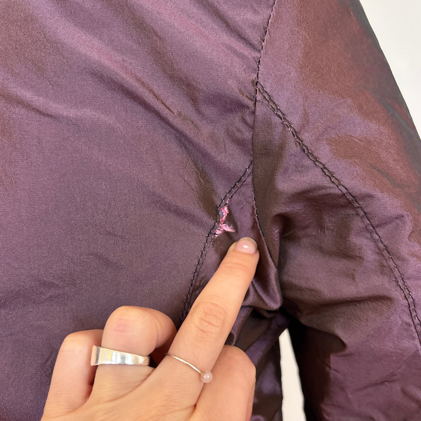 Iridescent faux fur detail jacket - S
