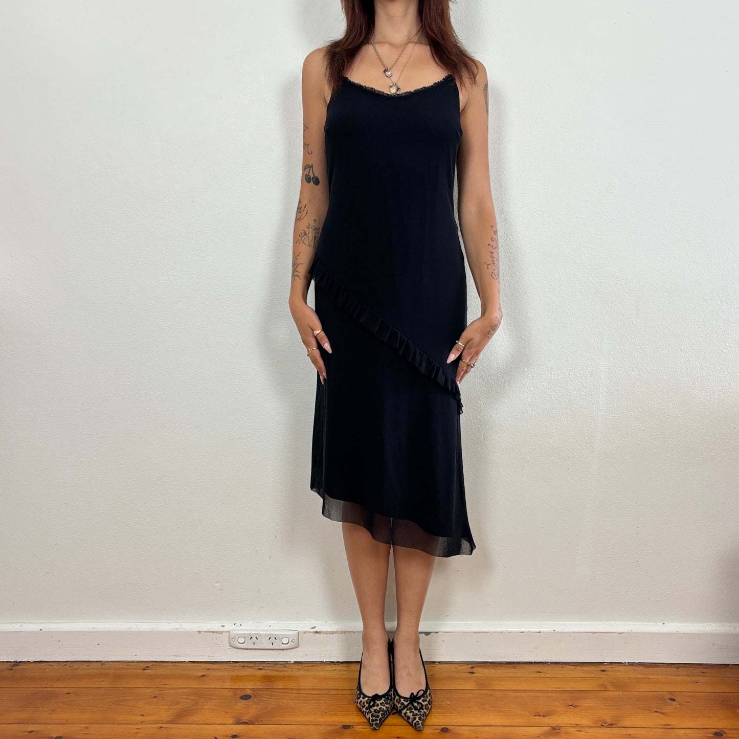 Italian asymmetric midi dress - S