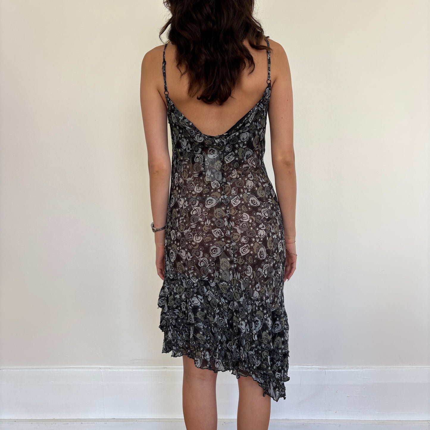 Italian floral ruffle dress - S/M