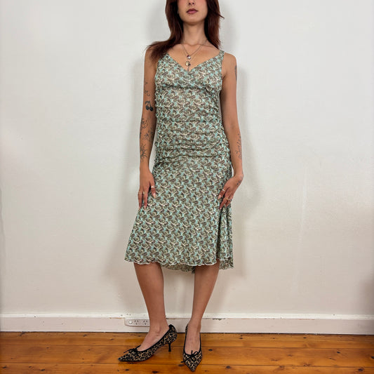 Ruched mesh midi dress - S
