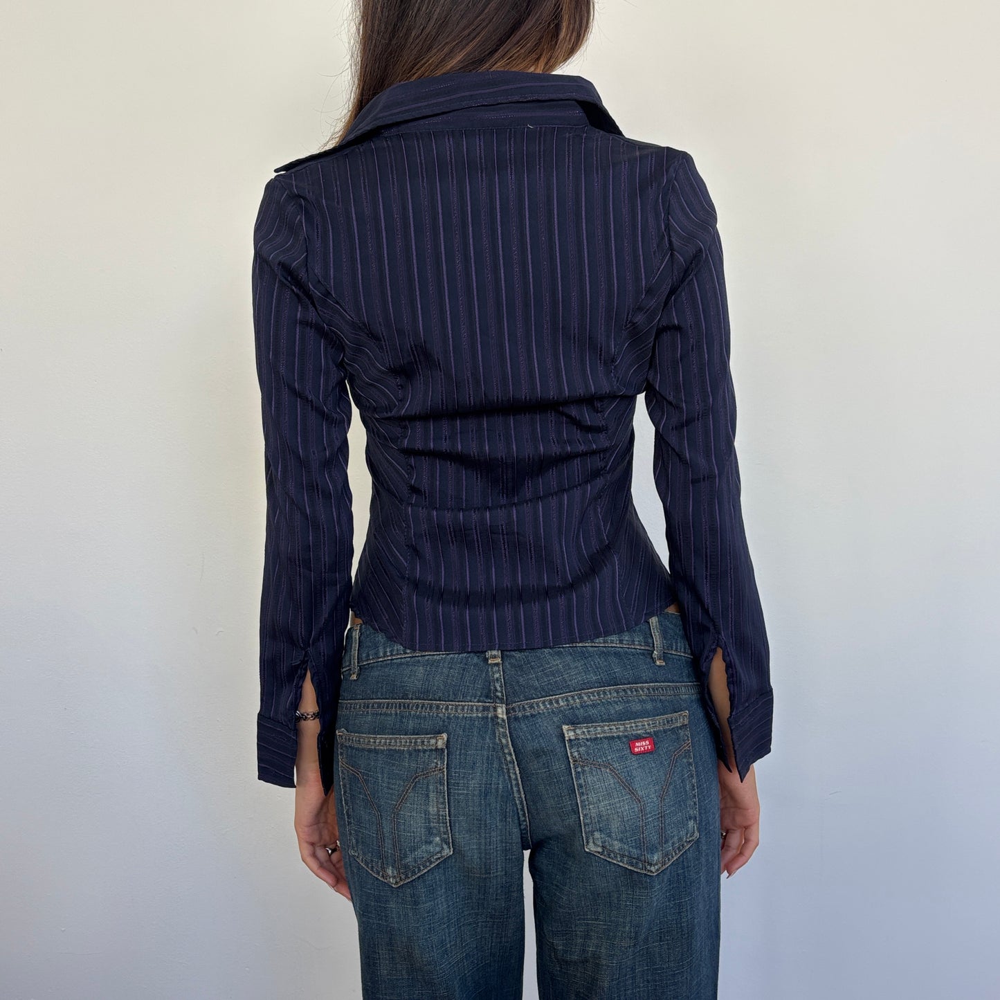 Striped ruched shirt - S