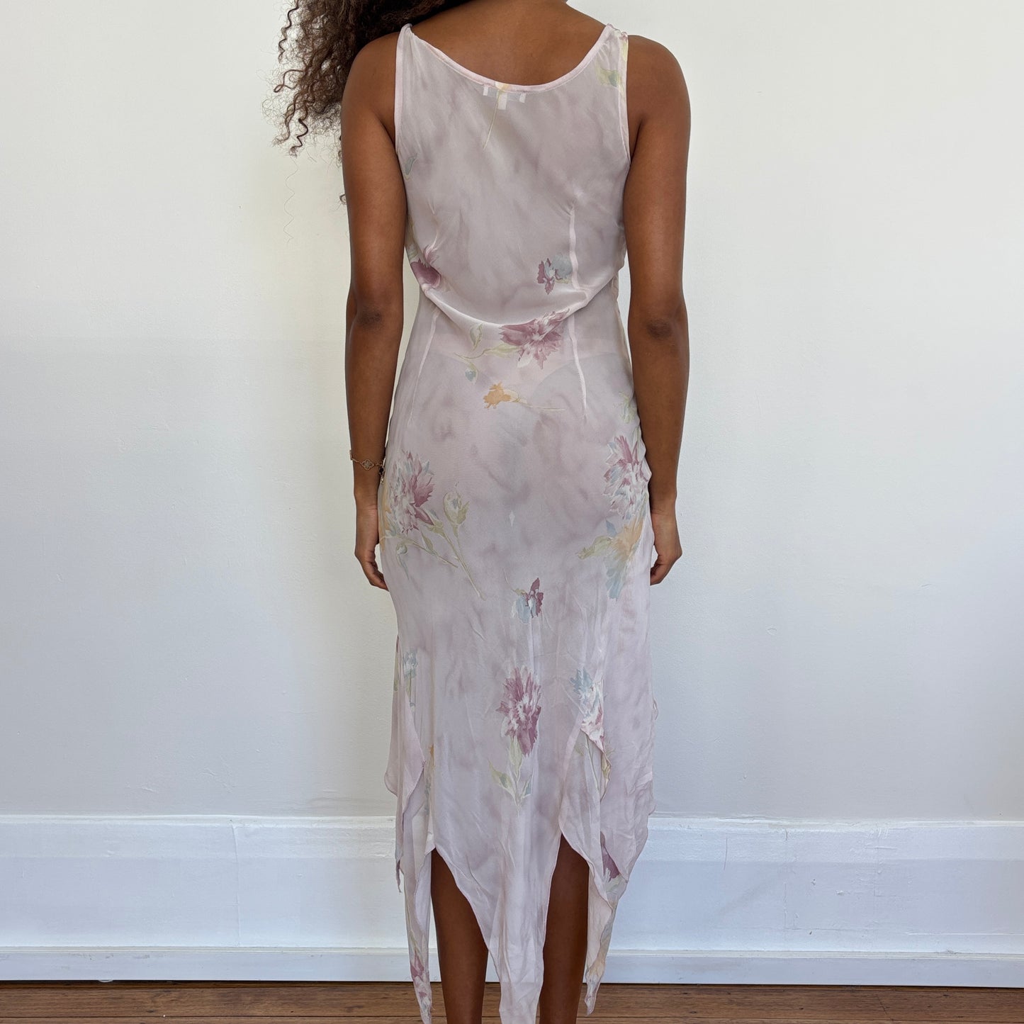 Italian floral asymmetric dress - S/M