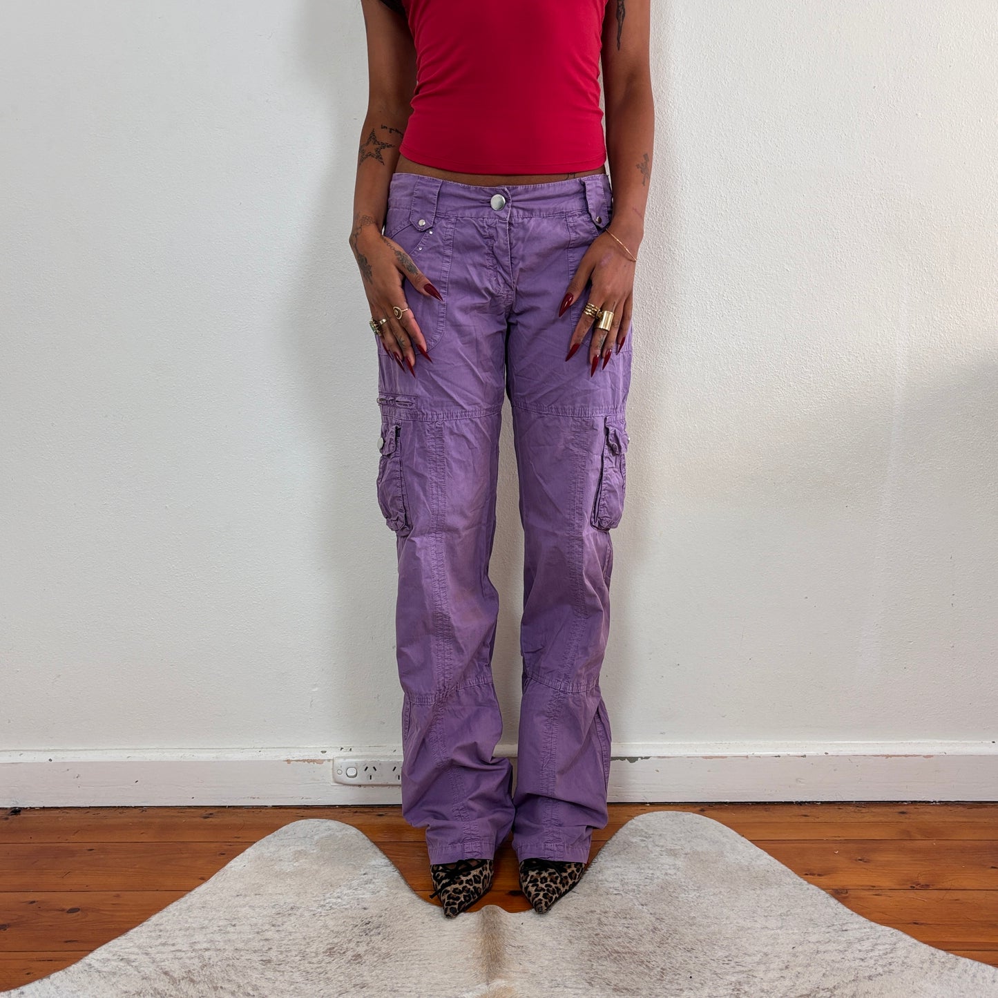 Lowrise purple cargo pants - XS/S