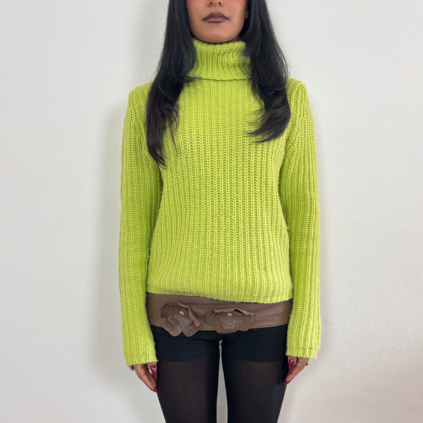 Green roll neck jumper - S/M