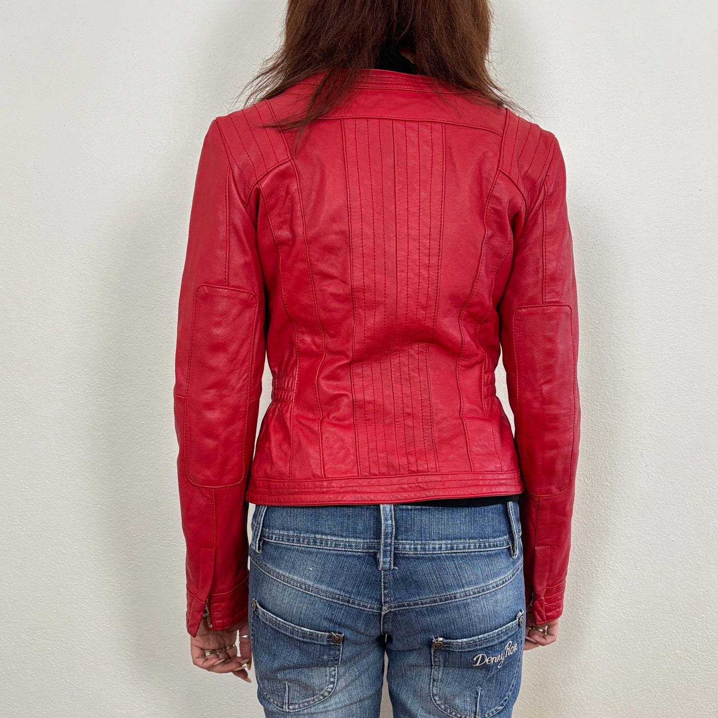 Italian red leather jacket - XS