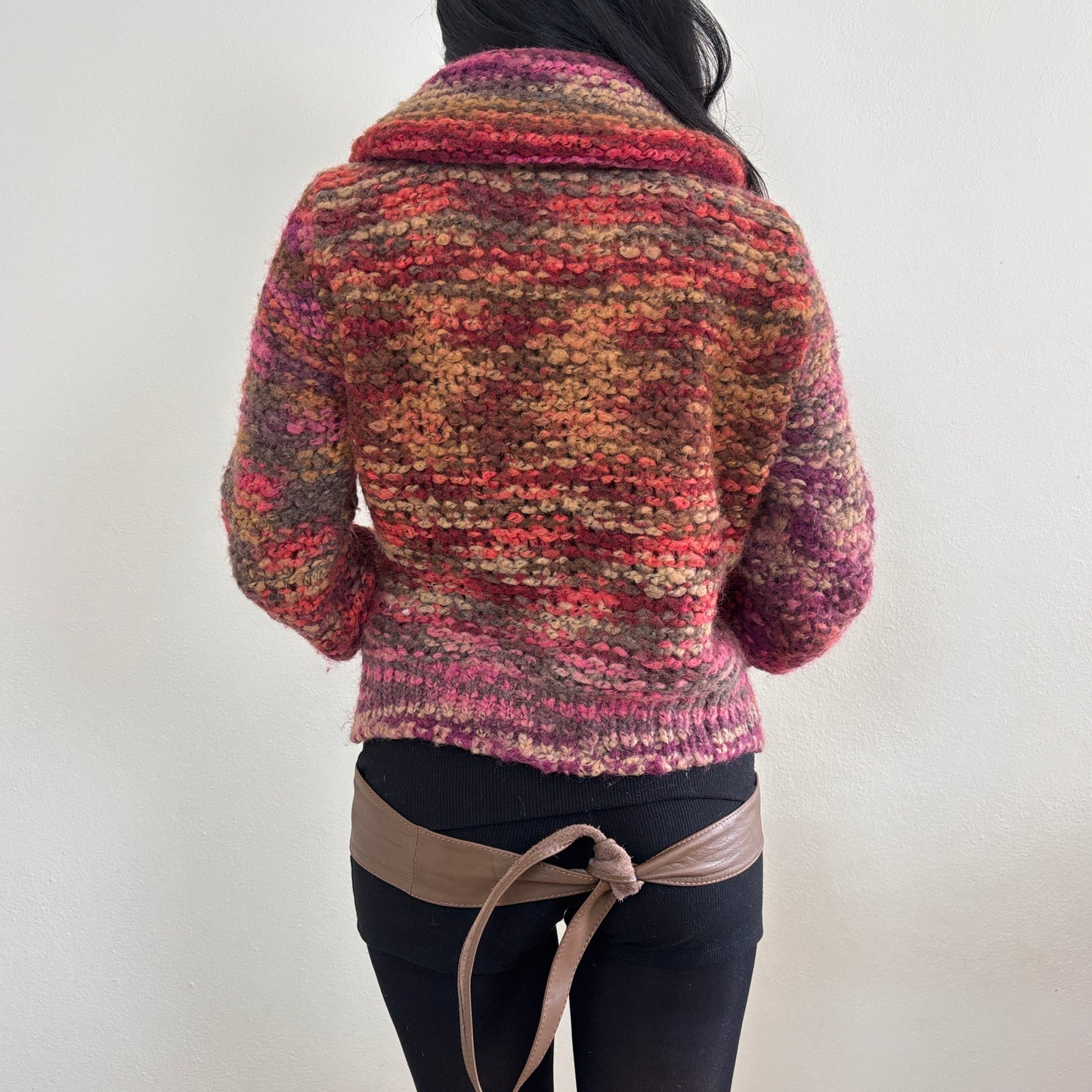 Colourful wool knit jumper - M