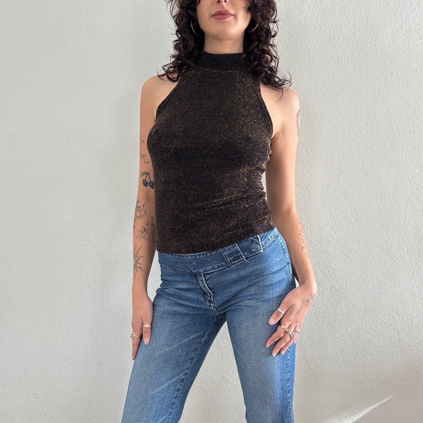 Sparkly high neck top - S/M