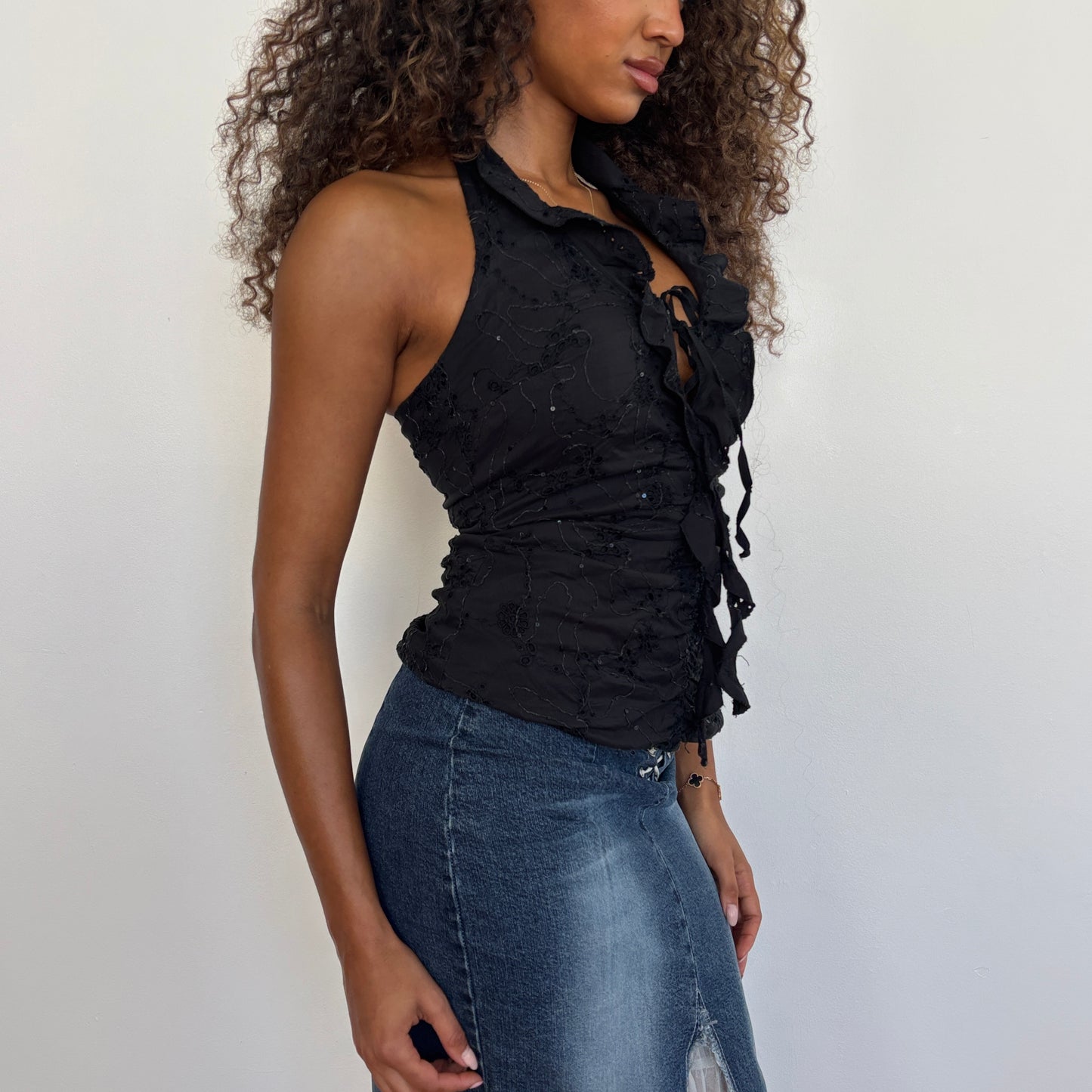 Italian ruffle halter top - XS/S