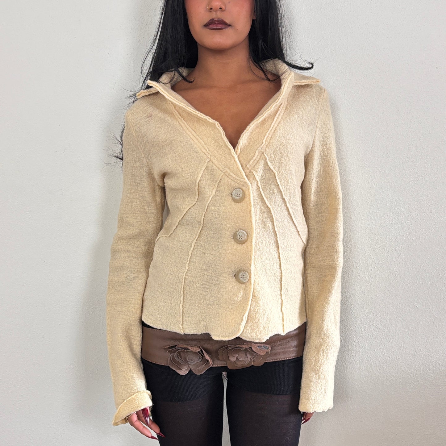 Cream wool blazer - M