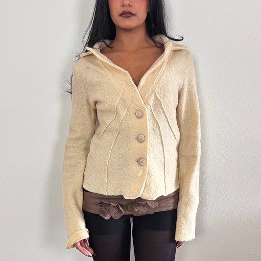 Cream wool blazer - M