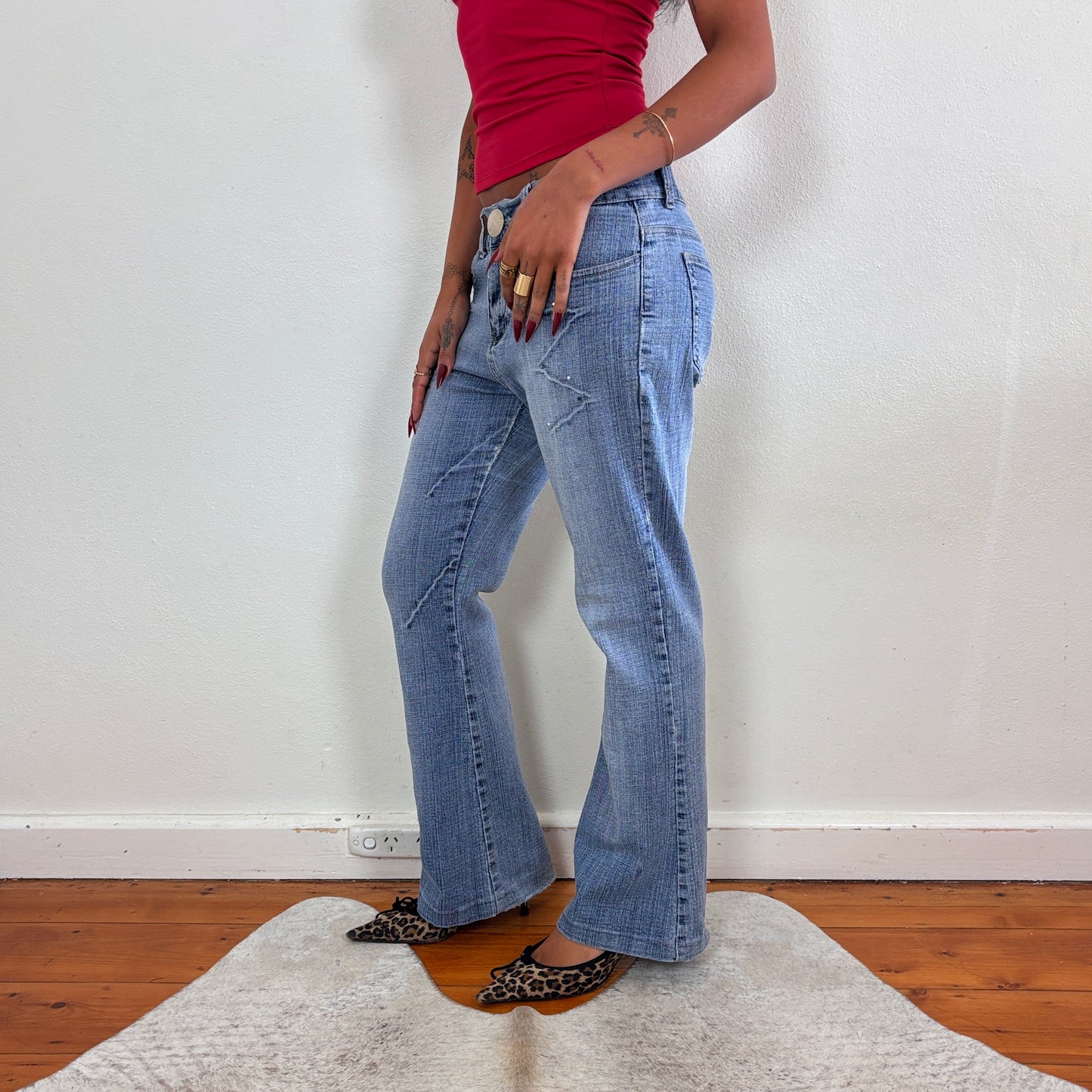 Diamanté detail jeans - S