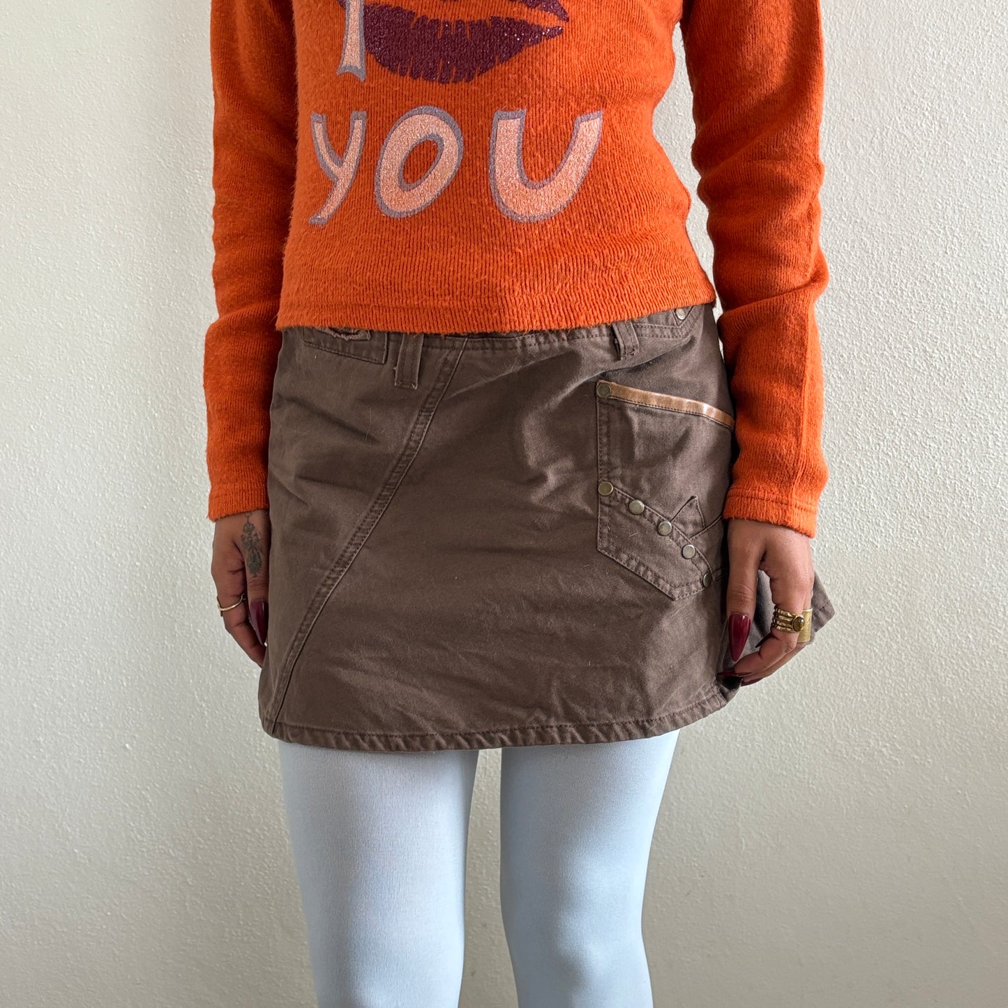 Brown cargo skirt - S