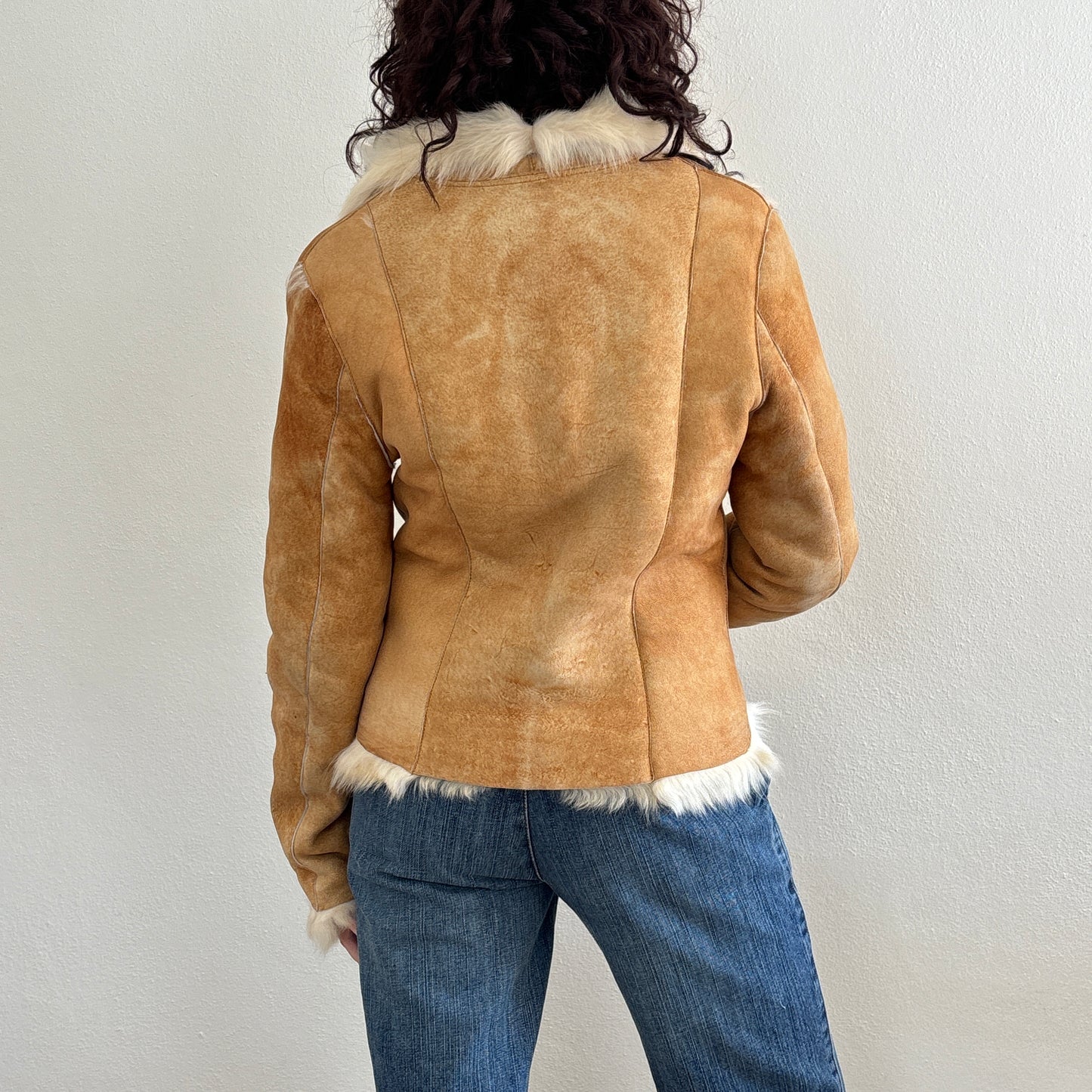 Beige shearling coat - S