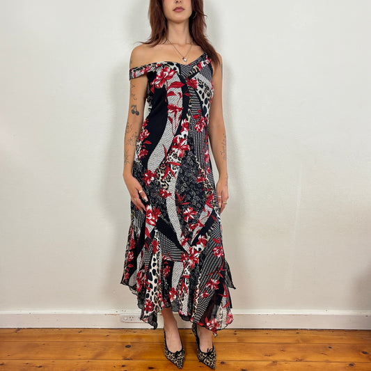 Italian graphic animal print maxi dress - M