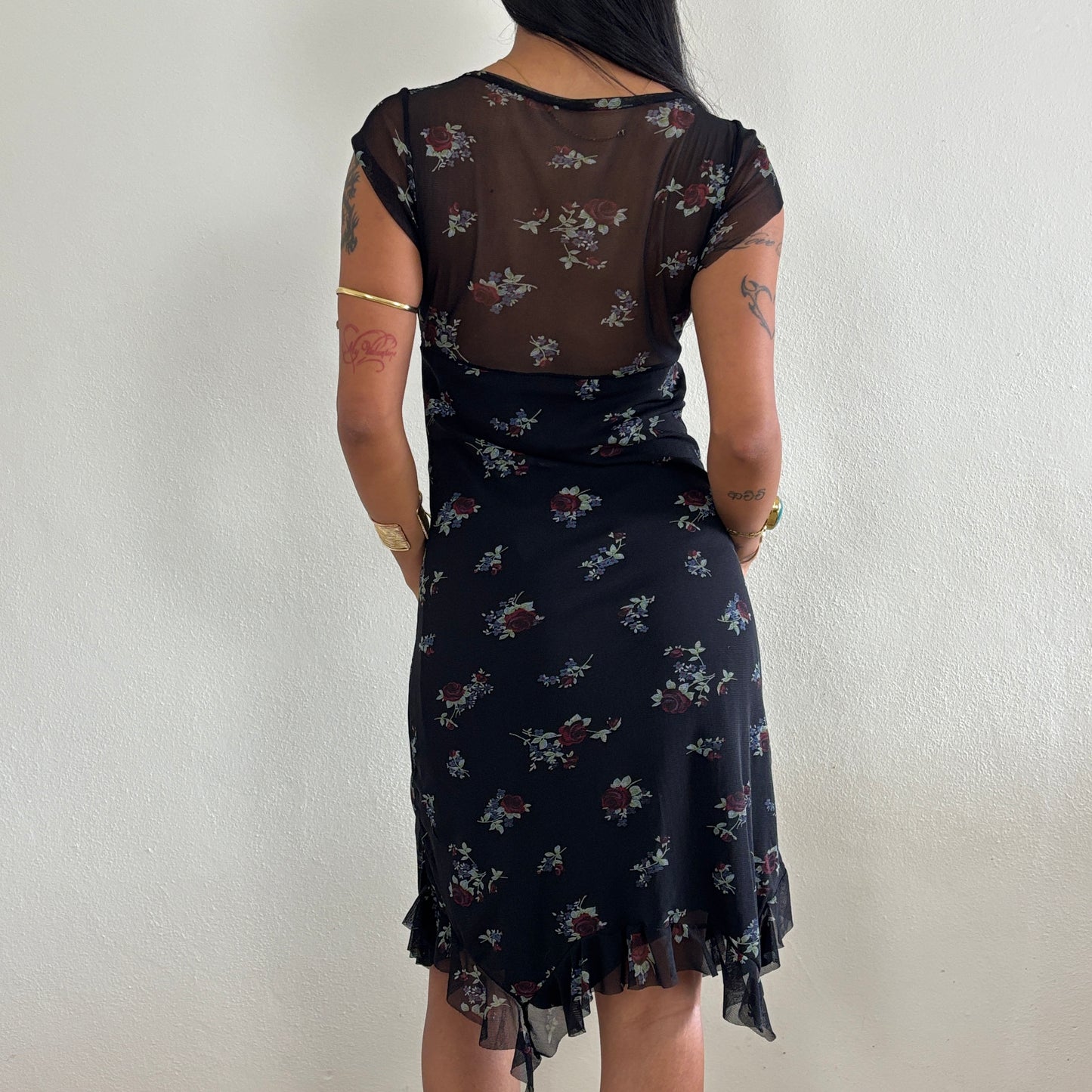 Floral mesh dress - S