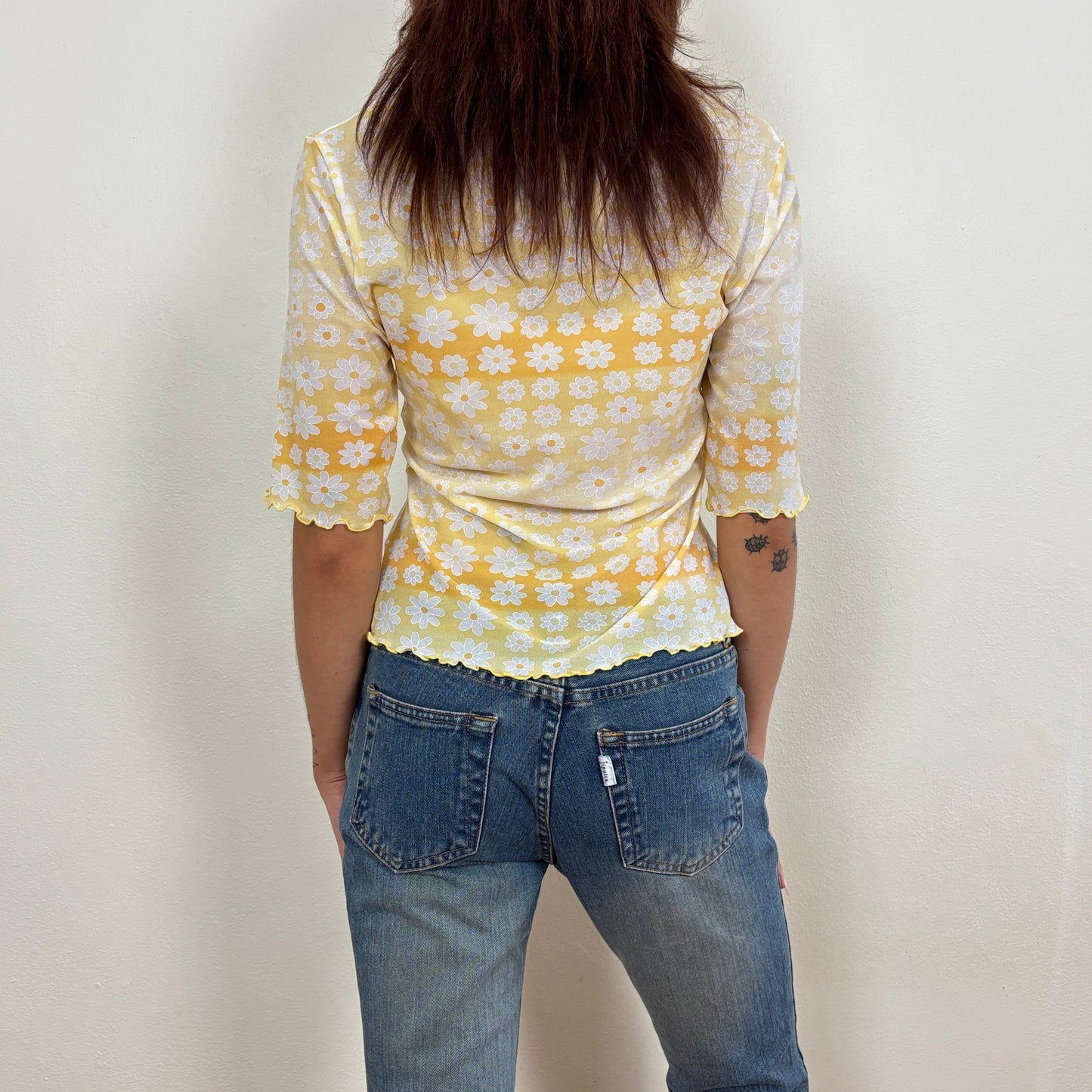 Yellow floral top - M