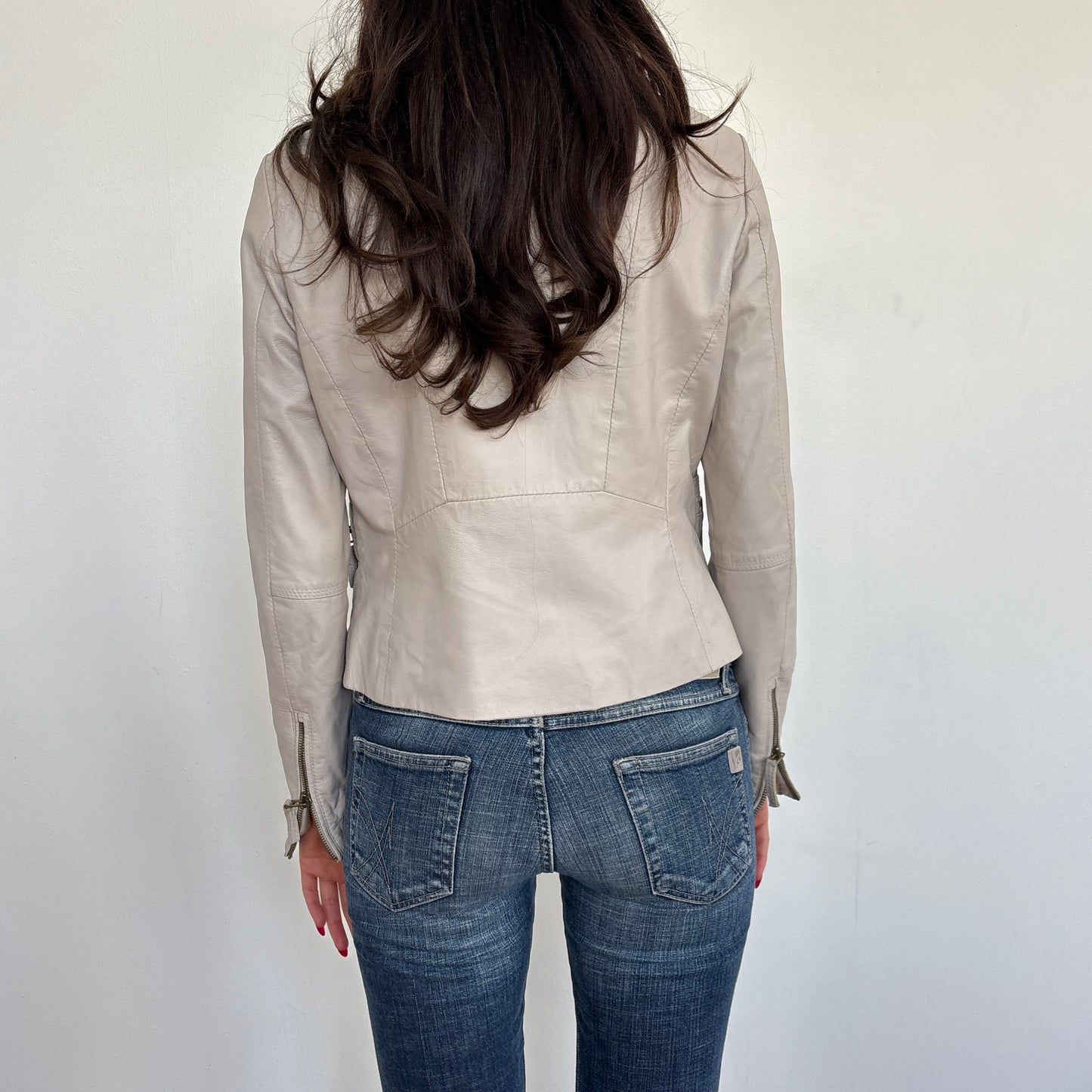Beige leather jacket - S/M