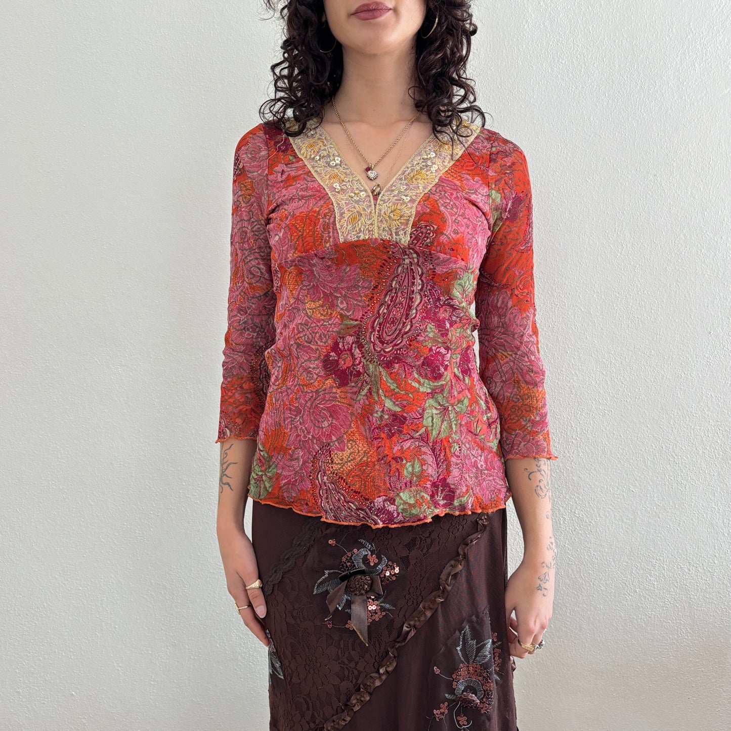 Paisley beaded top - S/M
