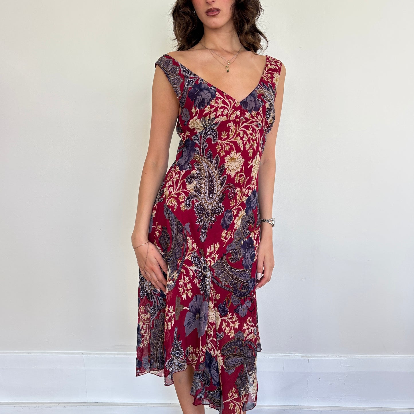 Floral midi dress - M