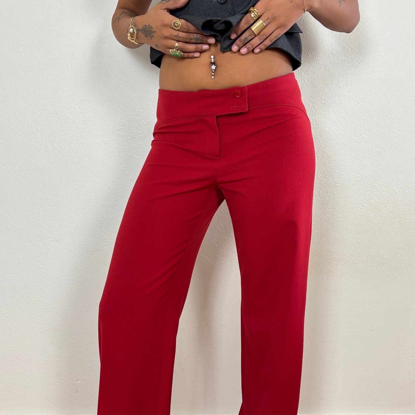 Red low rise pants - XS
