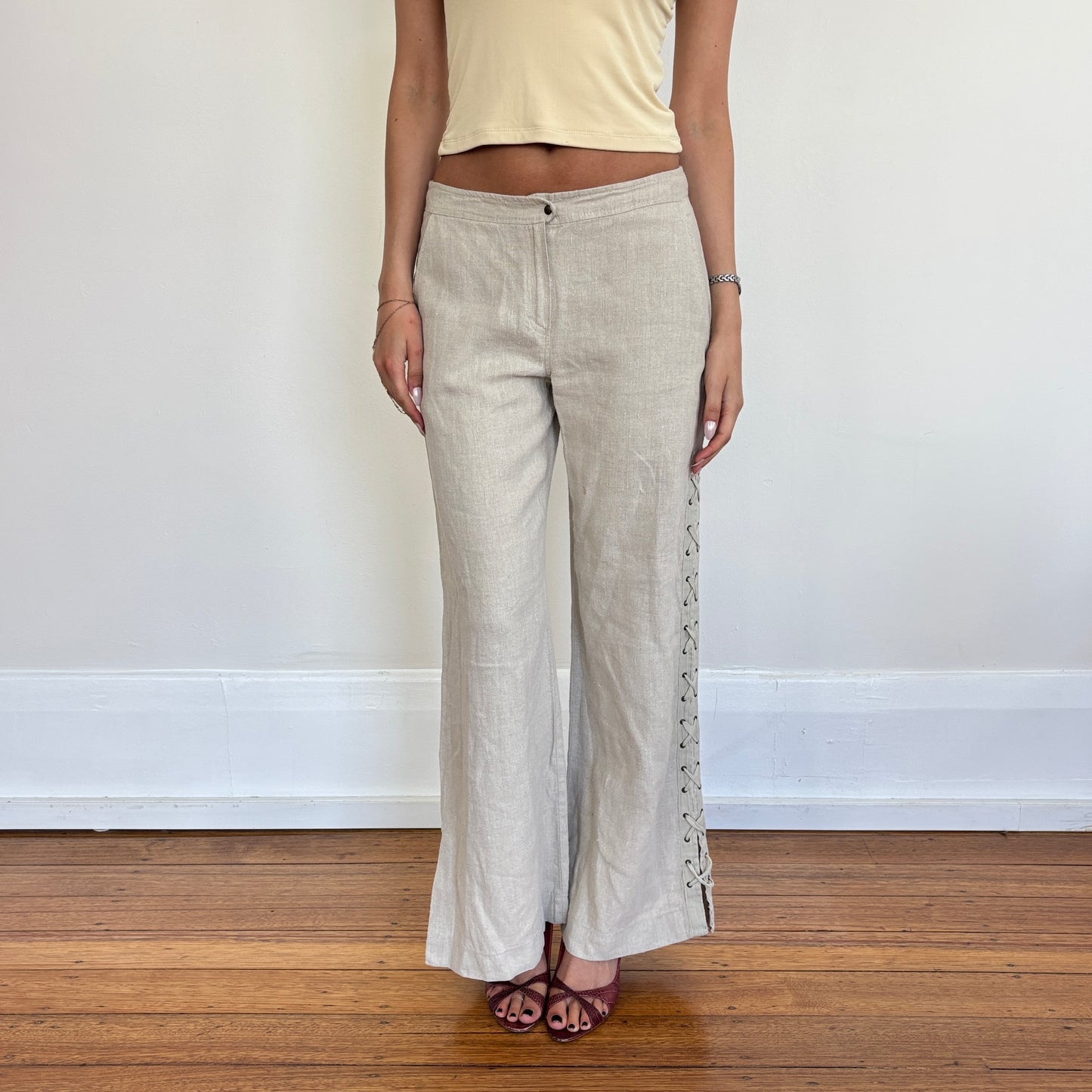 Italian linen wide leg pants - S