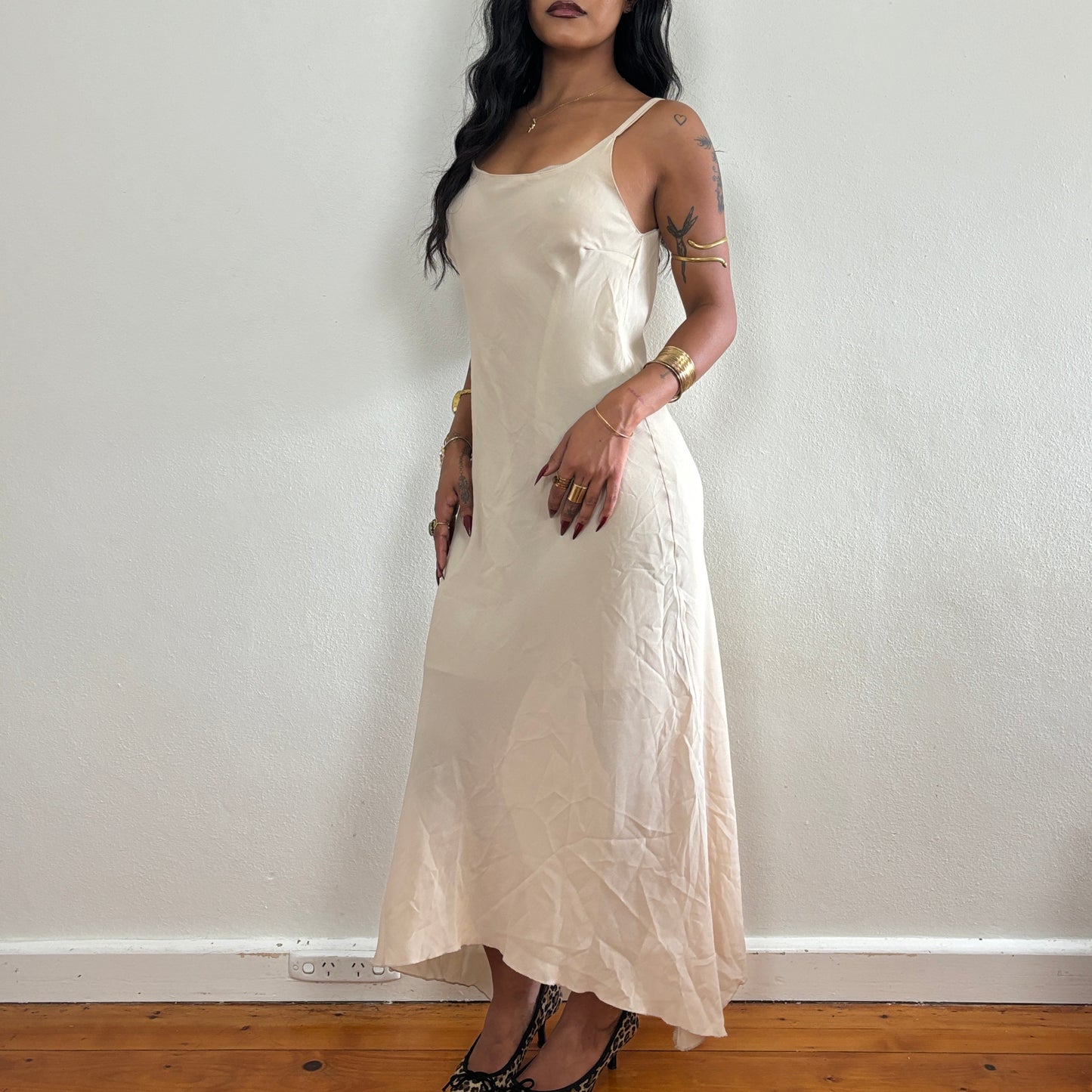 Italian beige maxi dress - S/M