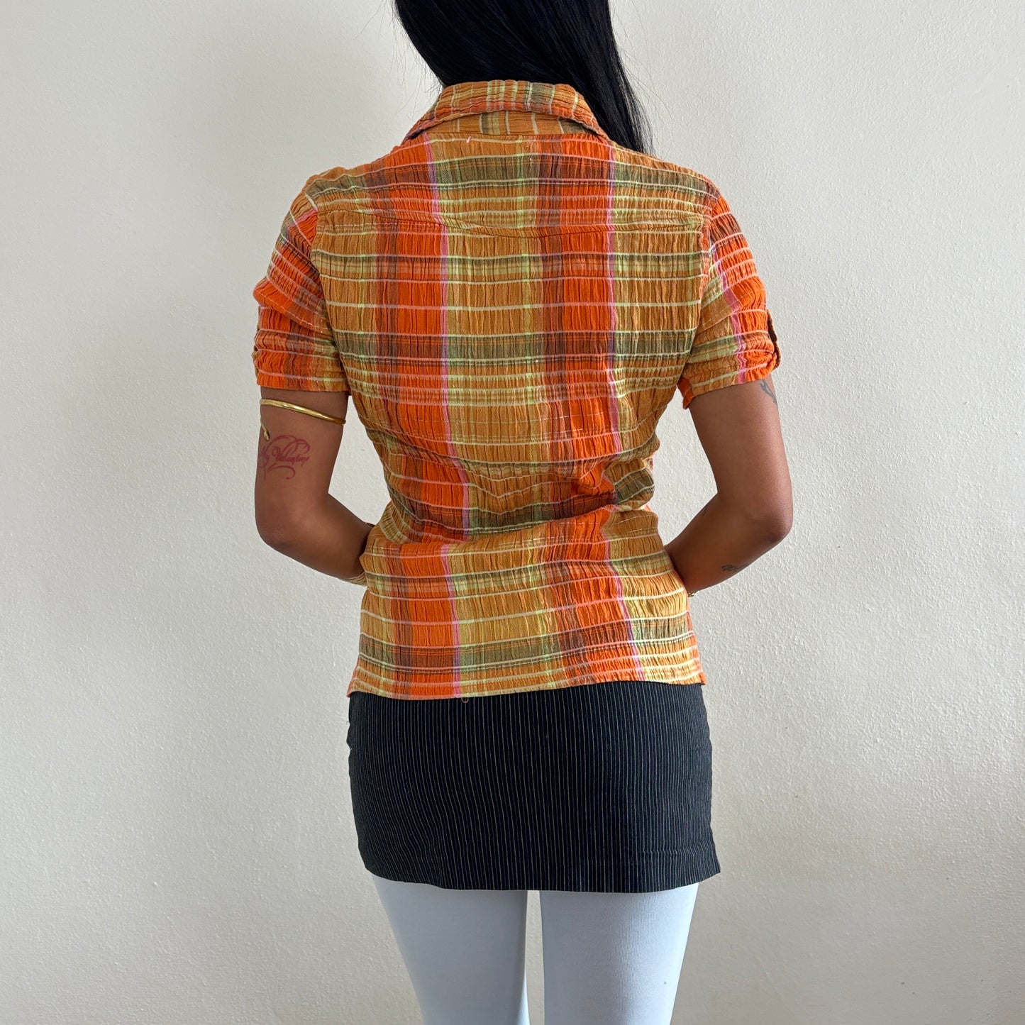 Shirred shortsleeve shirt - S/M