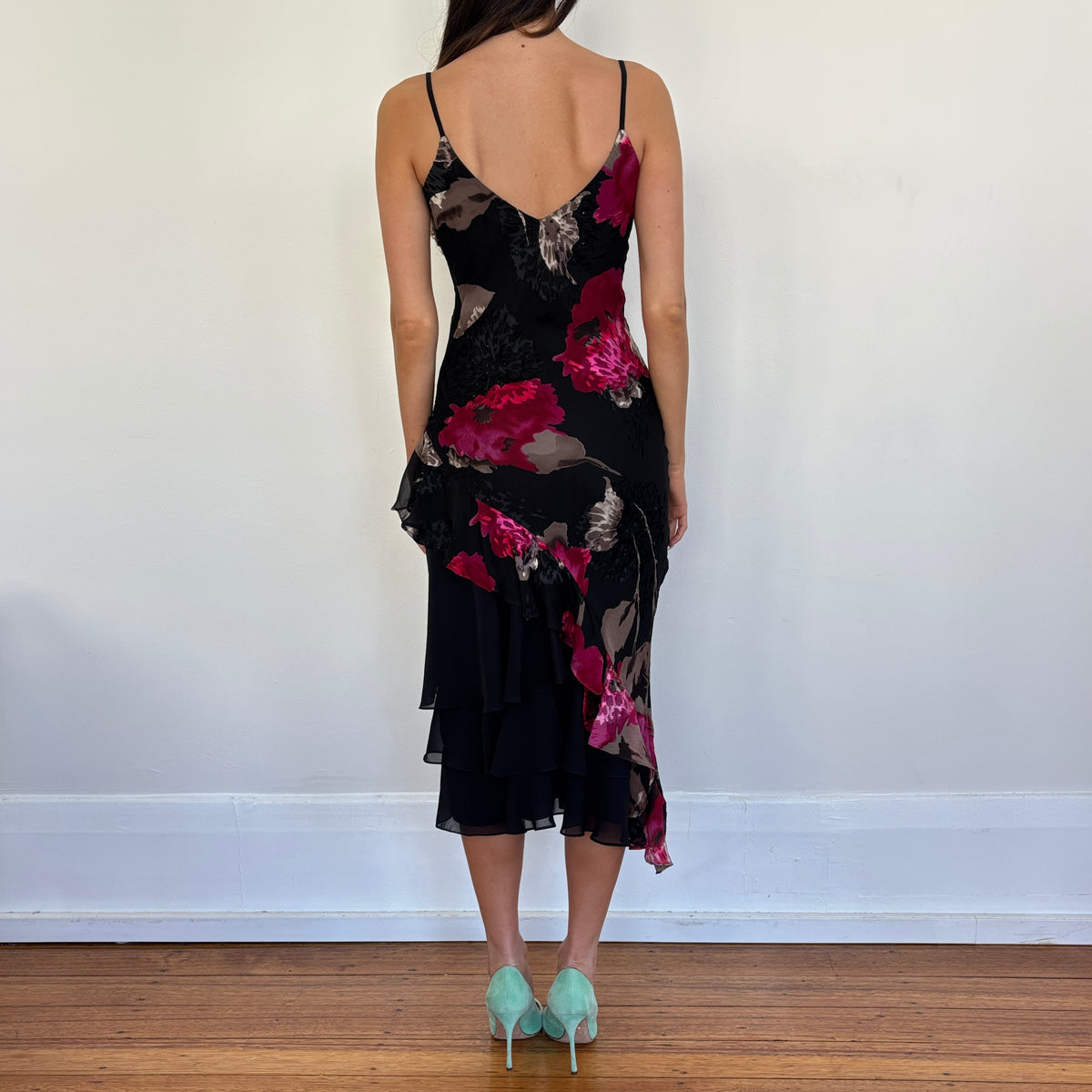 Floral ruffle dress - S