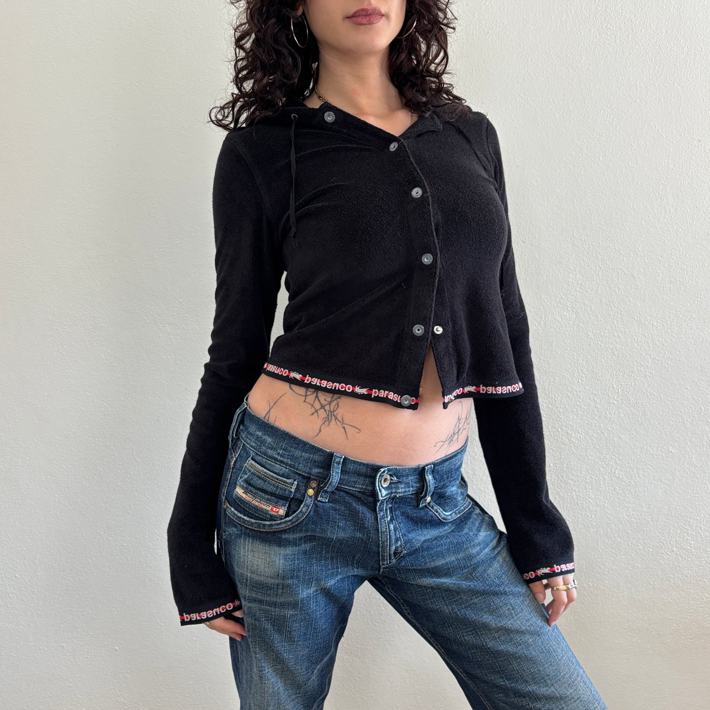 Terrycloth black jumper - S