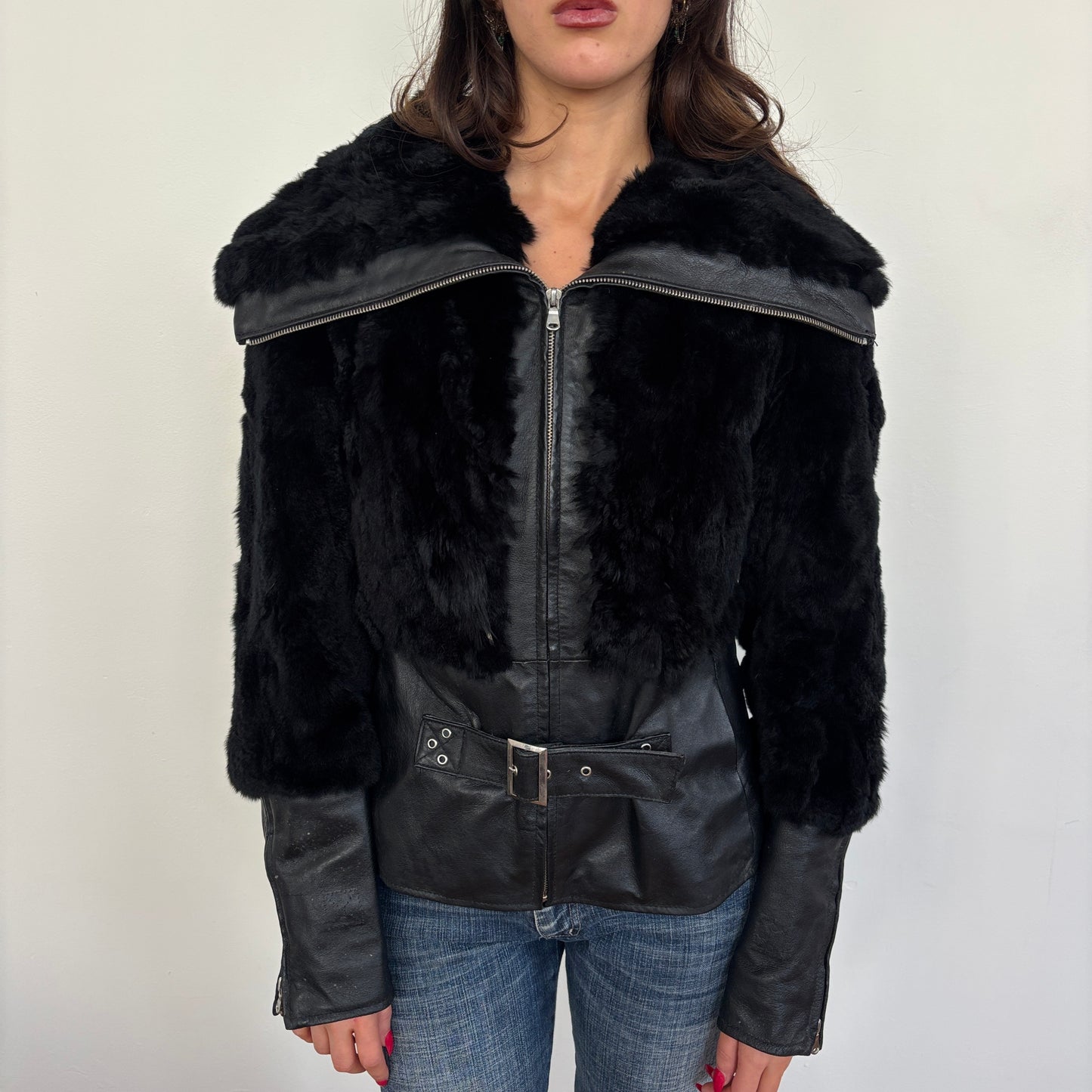 Italian leather and fur jacket - M
