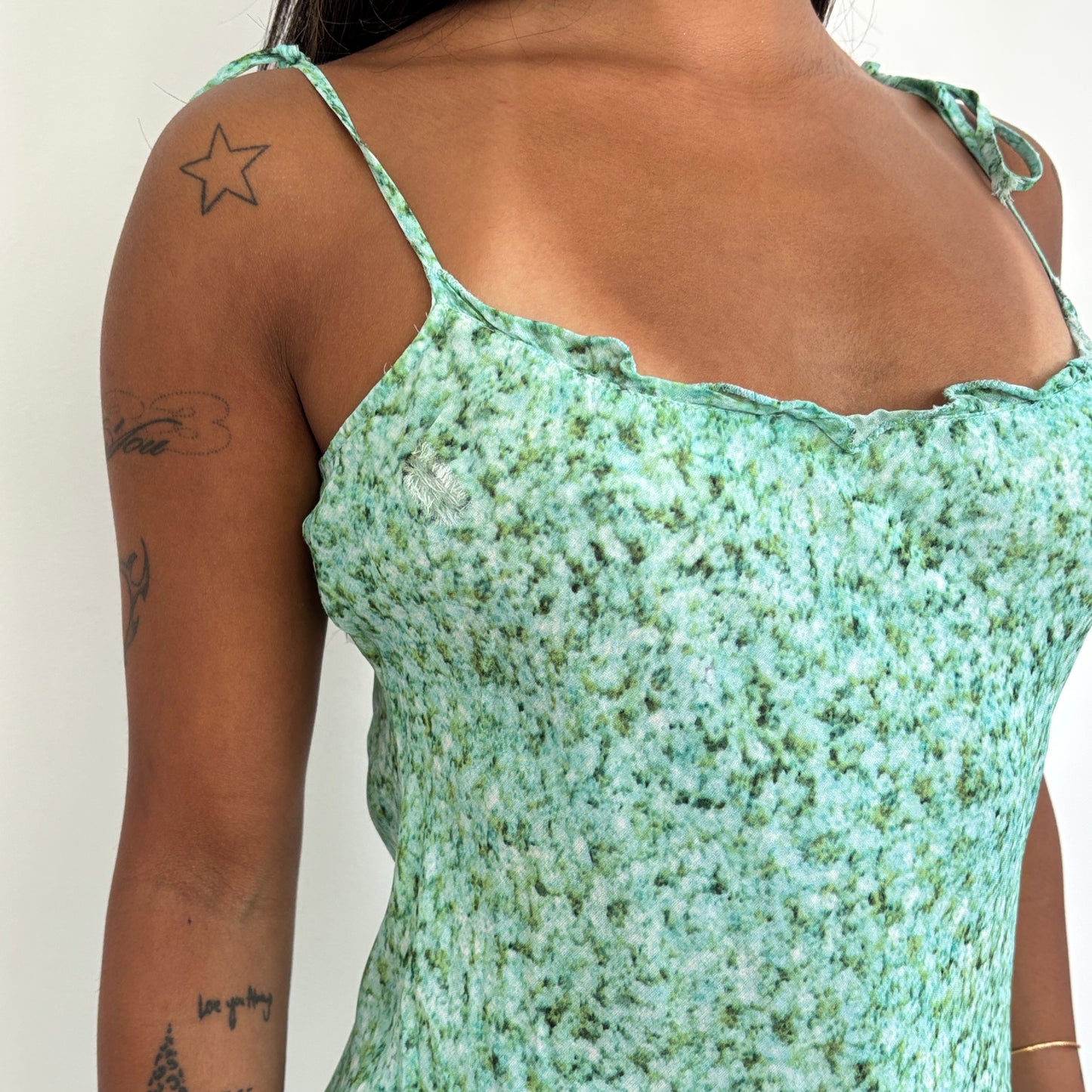 Aqua floral midi dress - XS/S