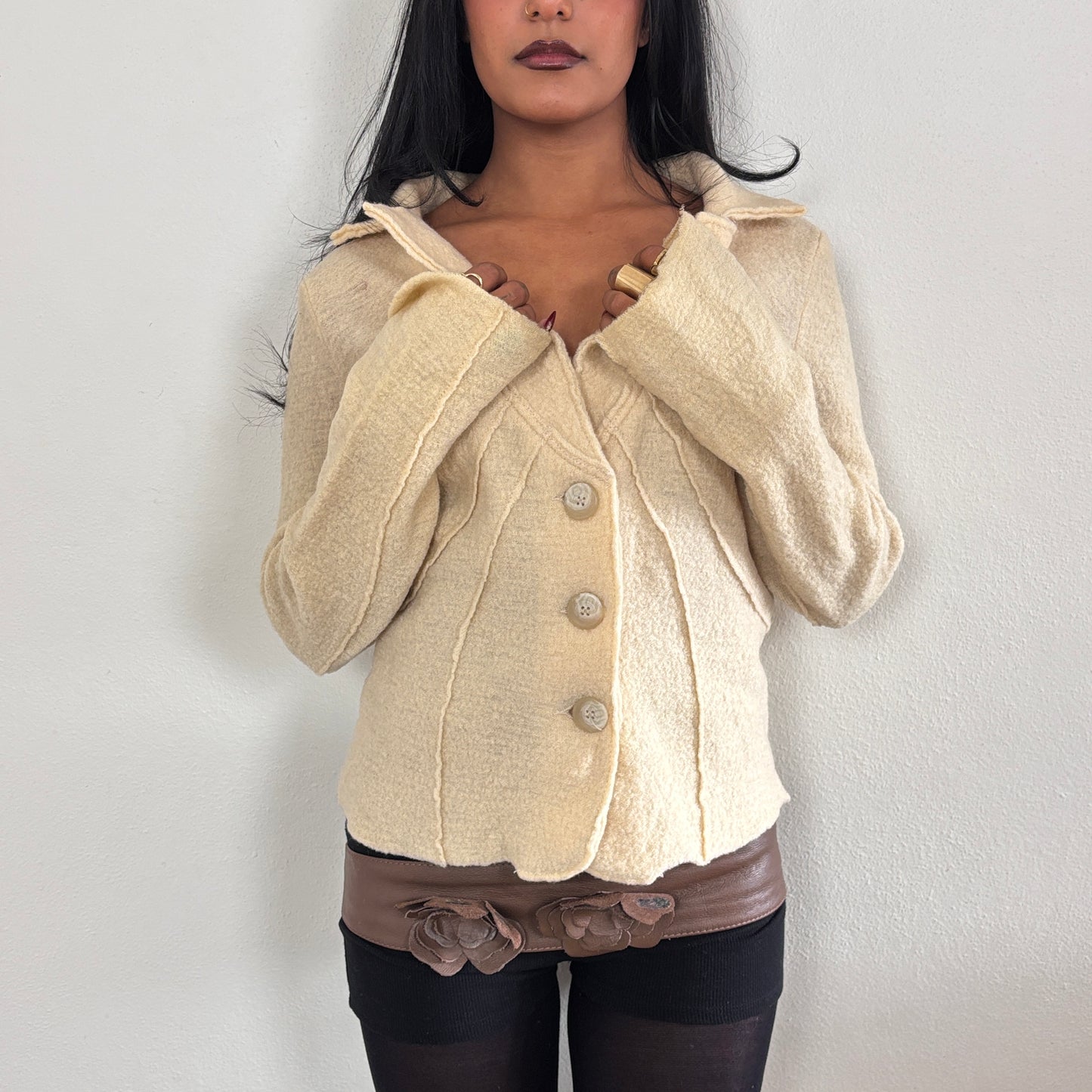 Cream wool blazer - M