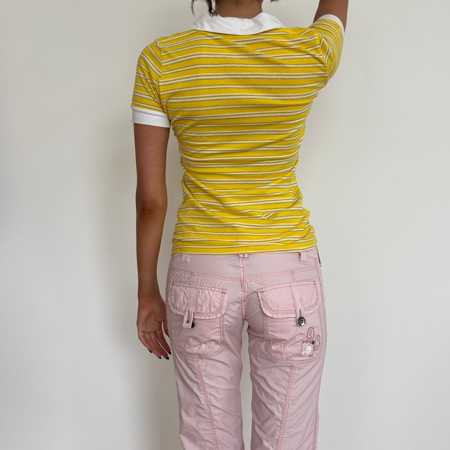 Italian yellow striped polo - S