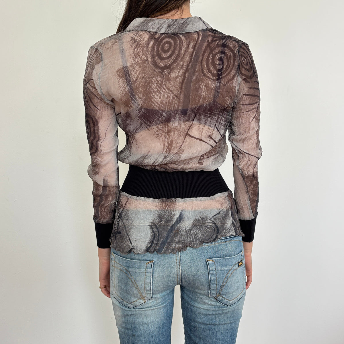 Italian silk graphic top - S