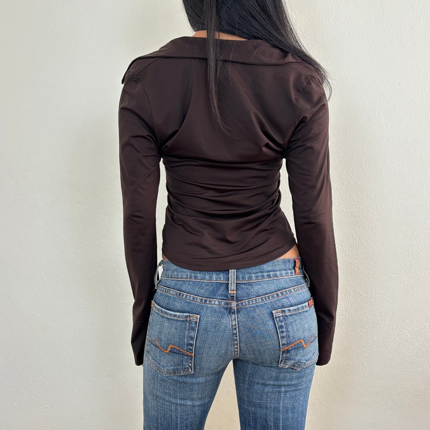 Brown slinky long sleeve - S/M