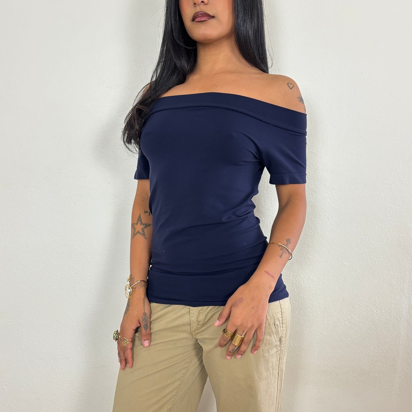 Stretchy navy top - S/M
