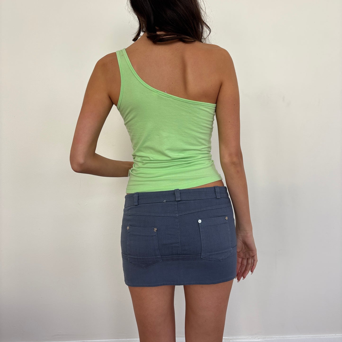 Italian green one shoulder top - M