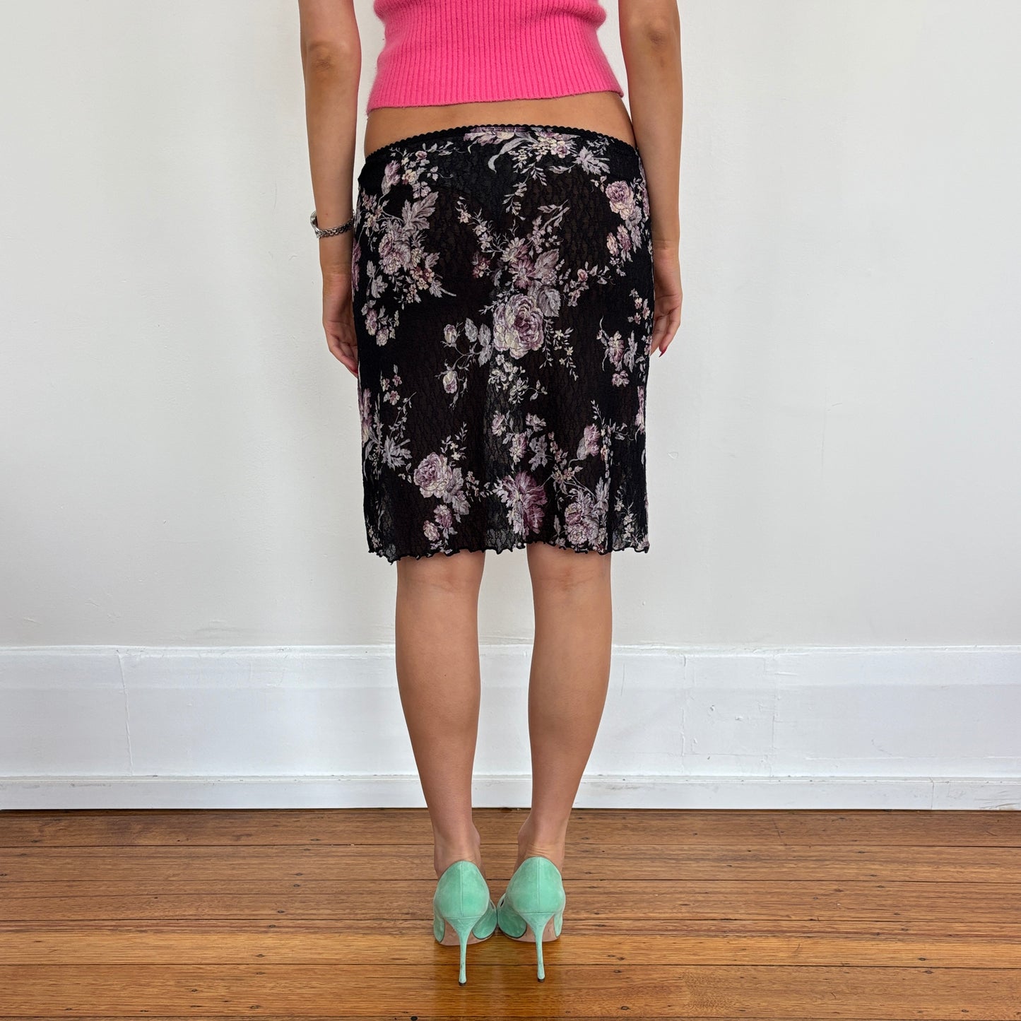 Italian floral lace midi skirt - XS/S