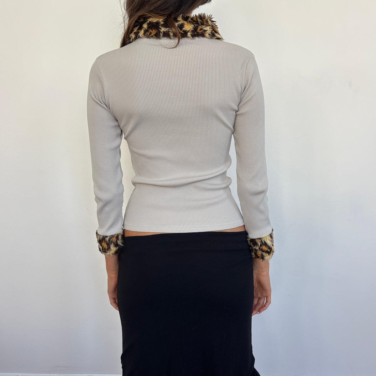 Leopard detail zip top - XS/S