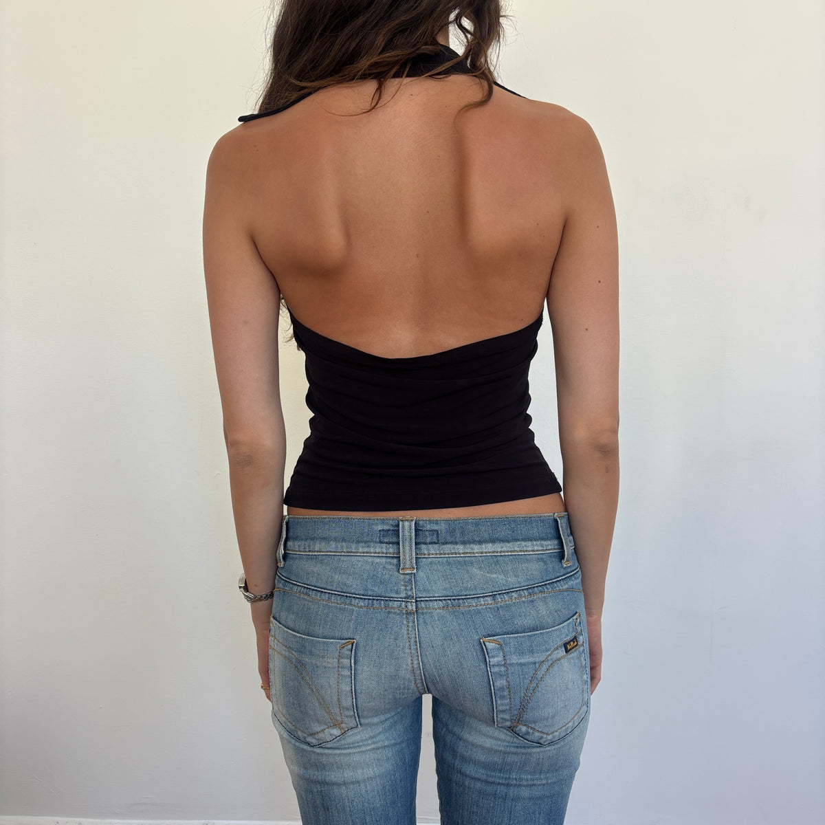 Italian black ruffle top - XS/S