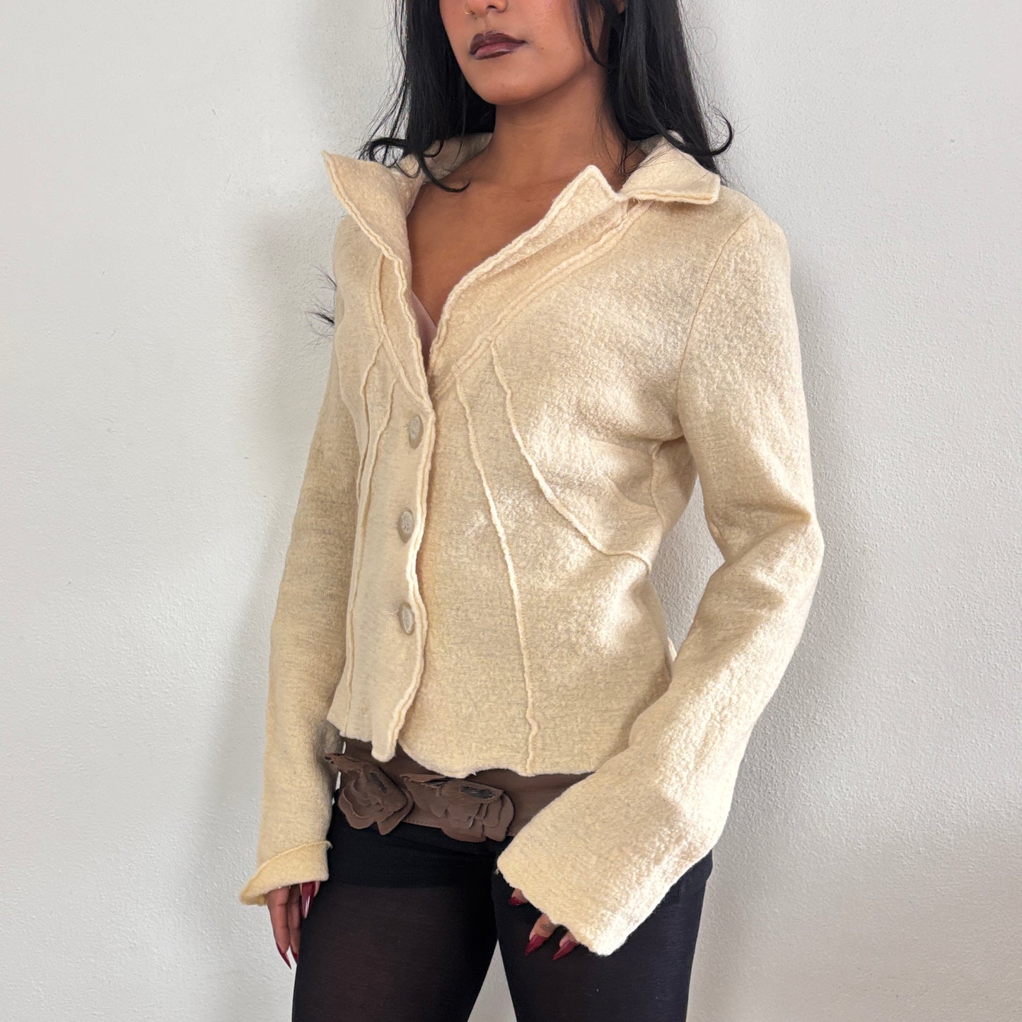 Cream wool blazer - M