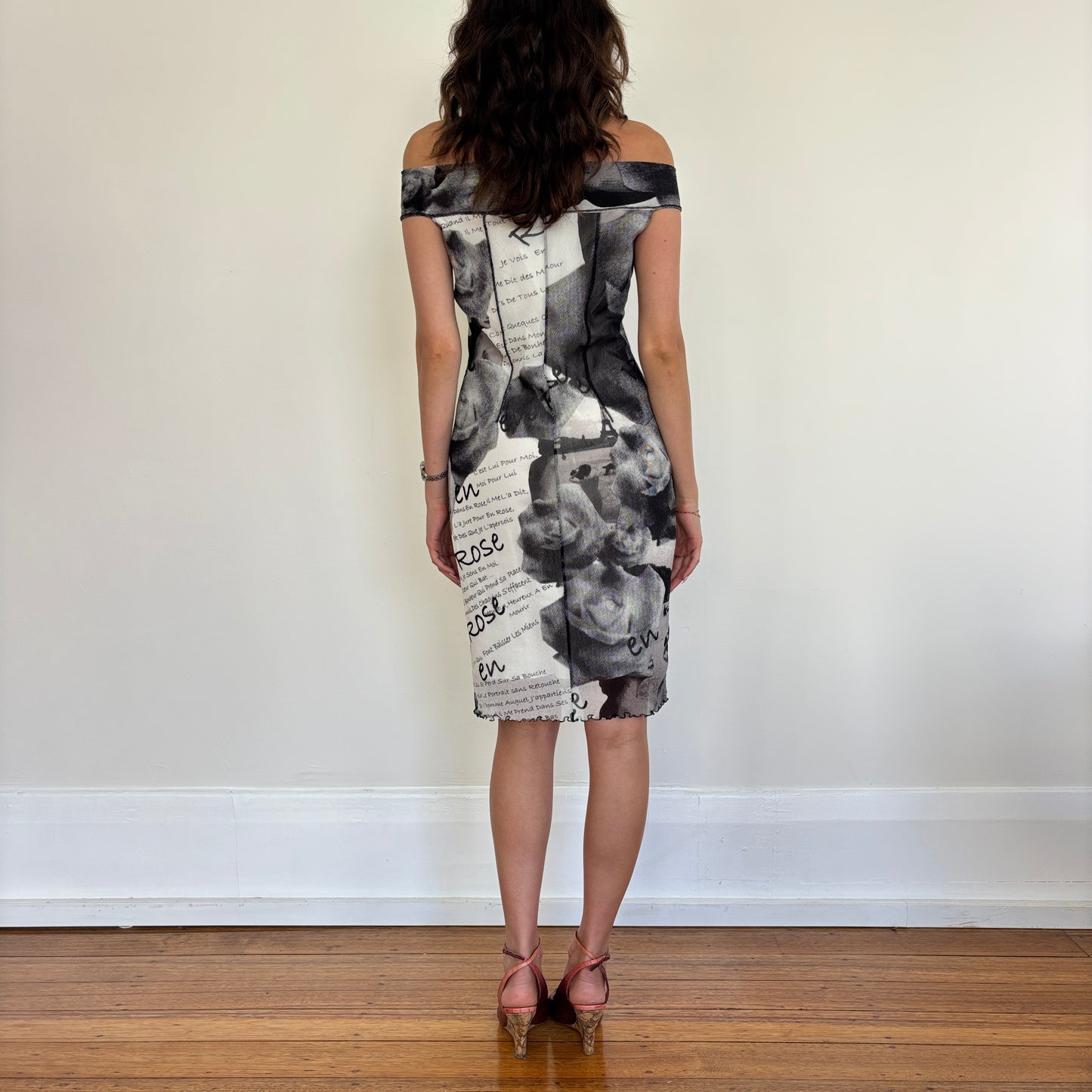 Italian graphic mesh midi dress - S/M