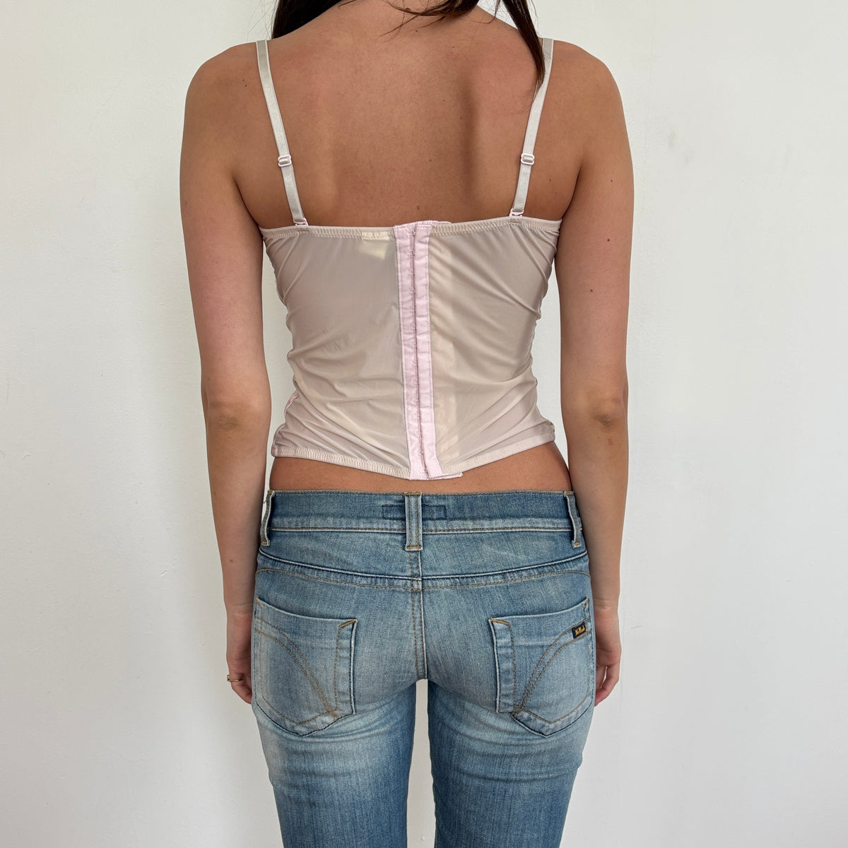 Striped pink corset top - S