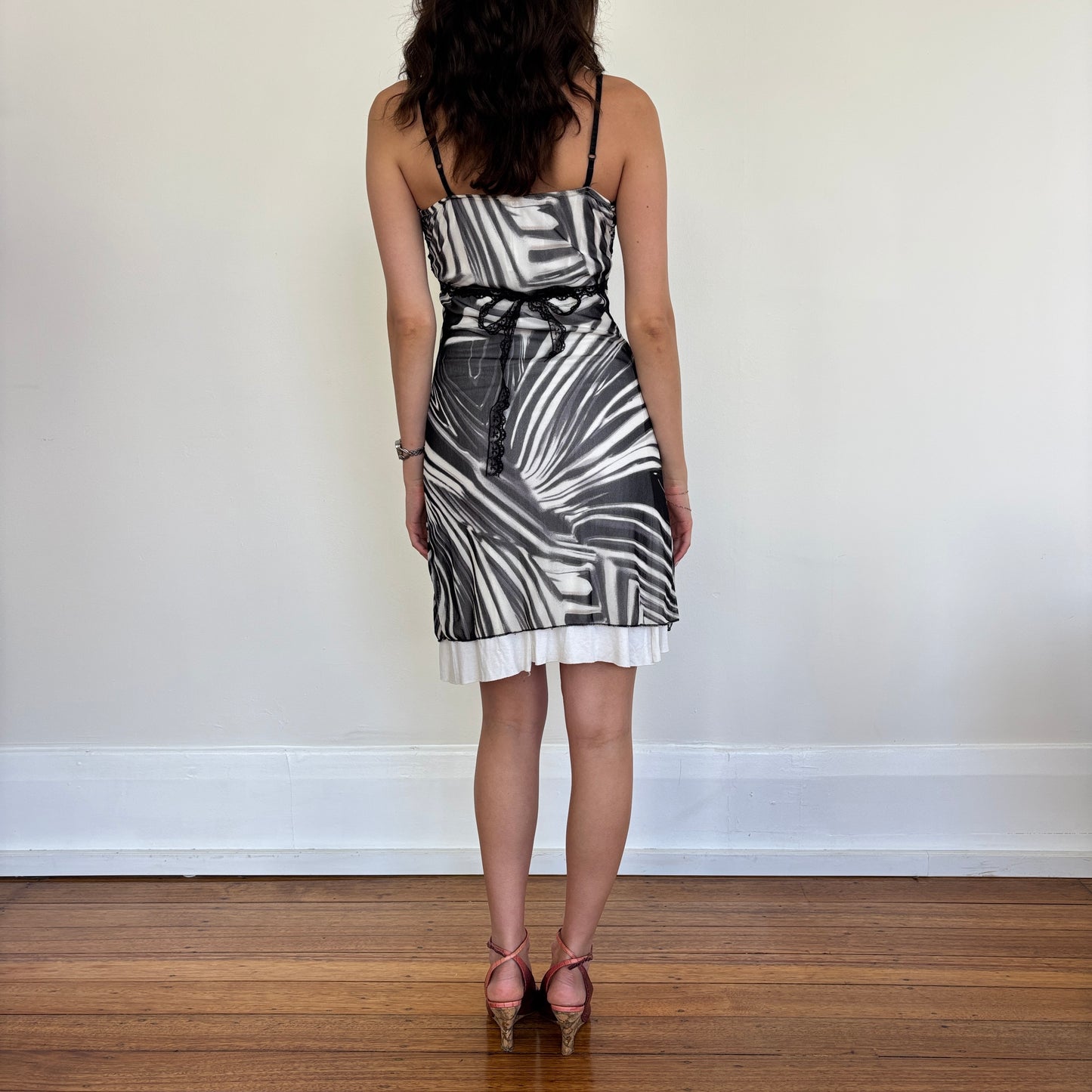 Italian graphic mesh midi dress - XS