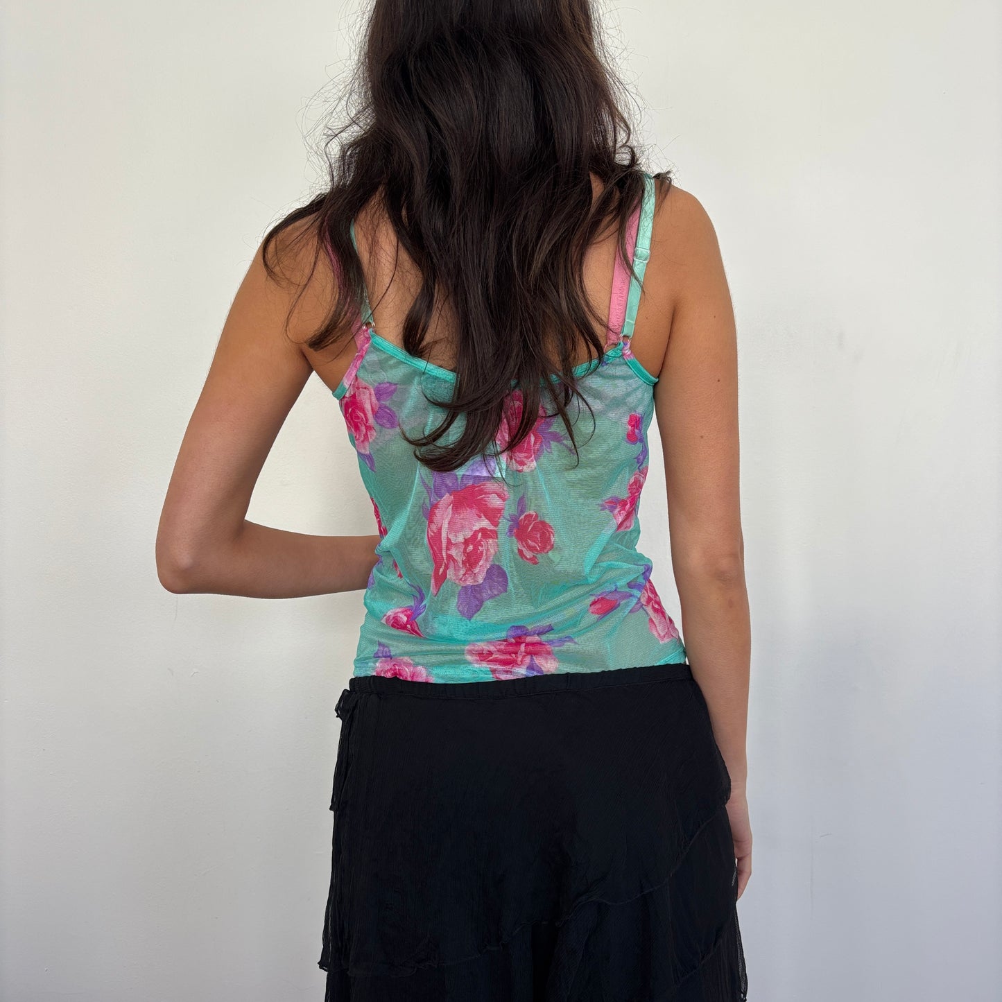 Italian aqua floral cami - M